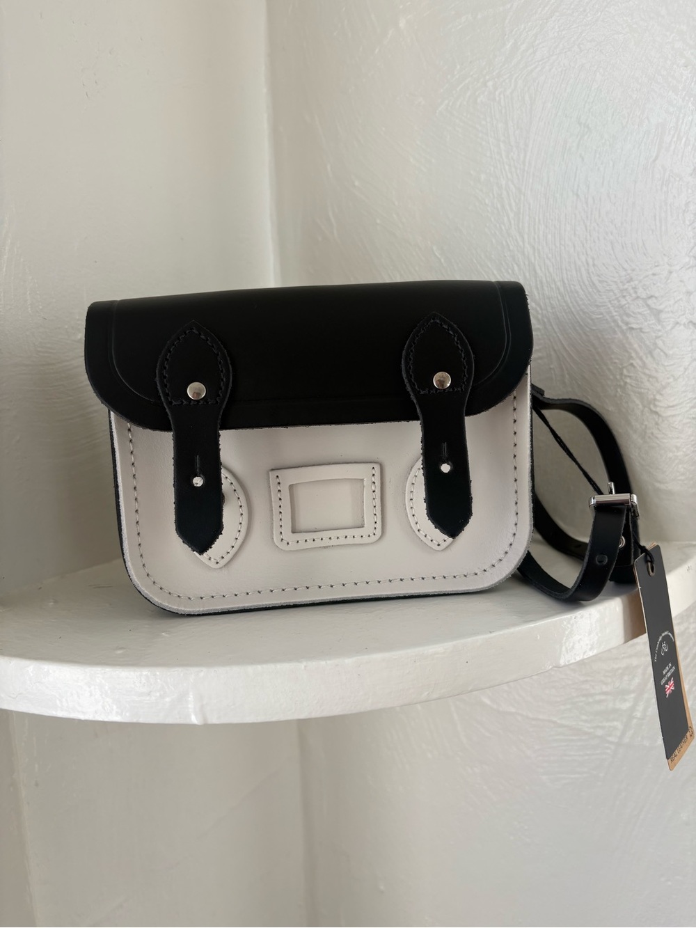 NWT Cambridge Satchel Co. Black and White Crossbody Bag